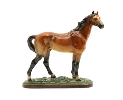 A Goldscheider pottery horse, printed marks, with label 'Goldscheider USA', 24.5cm highCondition report: Good overall - origi