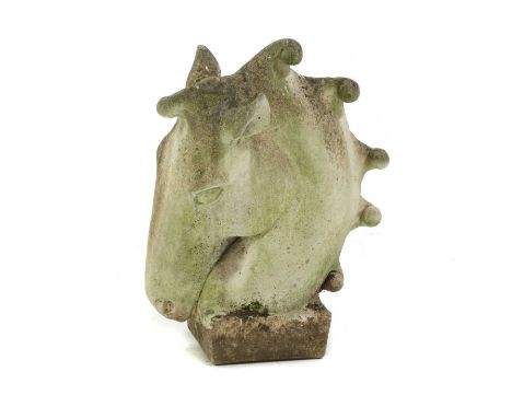 A reconstituted stone model of a horses head, 58cm highCondition report: Minor chip to ear minor weathering