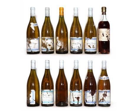 A collection of white and dessert wines, comprising: Montagny, 1er Cru, Olivier Leflaive, unknown vintage, labels extremely d