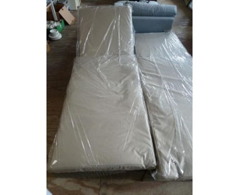 Pair of modern style reclining garden sofa beds in plastic wicker
