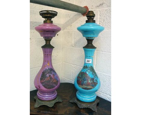 Pair of large Victorian oil lamp bases