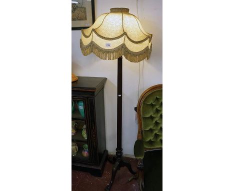 Mahogany working standard lamp with shade