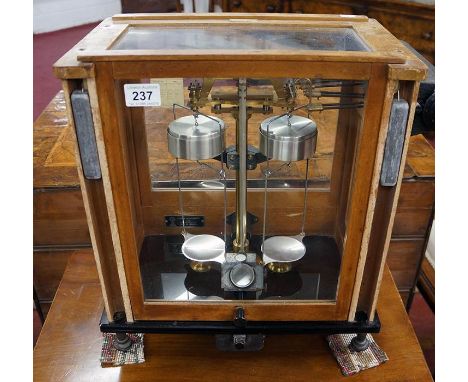 Pair of 'Stanton' scientific scales in case