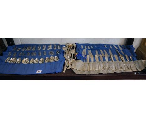 Large collection of silver plated flatware (whole shelf)