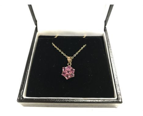 A 9ct gold ruby pendant on 9ct chain