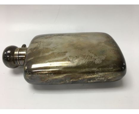 A silver hip flask Birmingham hallmarks 342 grams.