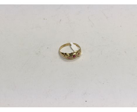 Victorian 18ct gold ruby and diamond ring. Size p