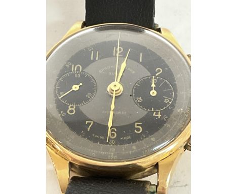 An 18ct and metal cased vintage Chronograph Suisse wristwatch.