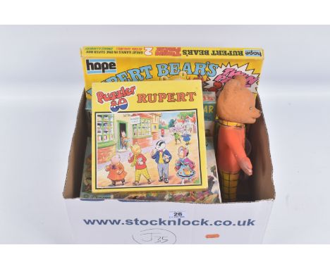 A COLLECTION OF RUPERT THE BEAR RELATED ITEMS, to include assorted jigsaws by Hope/Hestair, contents not checked, some minor 