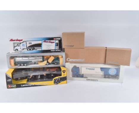A QUANTITY OF ASSORTED BOXED DIECAST LORRY/TRUCK MODELS, to include 2 x approx. 1/50th scale Oxford Diecast Cararama Scania t
