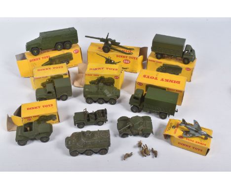 A QUANTITY OF BOXED DINKY TOYS MILITARY VEHICLES, Bedford RL 3T Army Wagon, No.621, Bedford QL Army Covered Wagon, No.623, Au