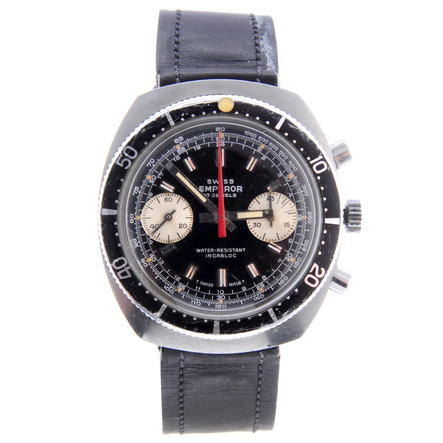 SWISS EMPEROR - a gentleman's chronograph wrist watch. Stainless steel ...