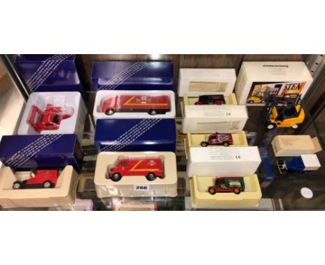 SHELF OF DIECAST MODEL VEHICLES MAINLY ROYAL MAIL VANS AND VINTAGE VANS