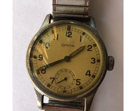 VINTAGE GRANA MILITARY ISSUE STAINLESS STEEL WRIST WATCH -WWW M5855A.T.P 
