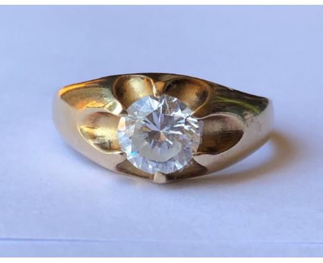 9CT GOLD CZ SOLITAIRE RING 5.4G APPROX SIZE U/V