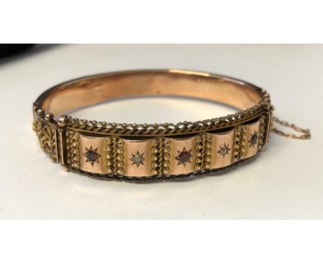 LATE 19TH CENTURY DIAMOND AND RUBY  BANGLE