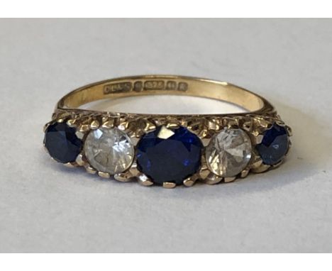 9CT GOLD  SAPPHIRE CZ RING SIZE K 2.6g APPROX