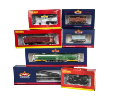 Bachmann and Hornby 00 Gauge Rolling Stock, Bachmann, 100 Ton BP Tankwagon, Bolster wagon, Cattle Truck and China Clay wagon,