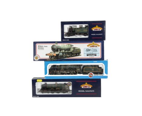Bachmann GWR green and Airfix BR 00 Gauge Steam Locomotives and Tenders, Bachmann 31-801 Class 93XX Mogul  '9319', 32-003 Hal