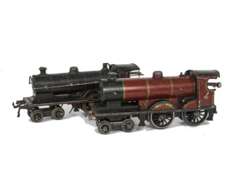 Two Bing/Bassett-Lowke O Gauge Clockwork 4-4-0 Locomotives, comprising Bing LNWR black 'George the Fifth' no 2663, F, mech wo