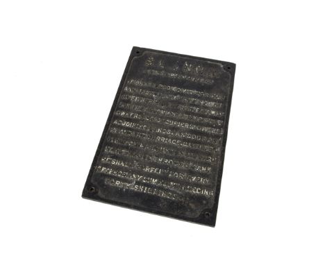 Sligo Leitrim & Northern Counties Railway Original Railway Notice, cast iron notice inscribed S.L. & N.C.R. 'If Any Person Om