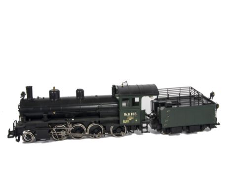 A Brawa G Scale Rhatische-Bahn G 4/5 Steam Locomotive and Tender, ref 10001, in RhB black with green cab as no 108, digital-f