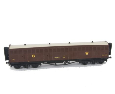 A Finescale O Gauge GWR 'Siphon G' Ventilated Bogie Van by DJ Parkins, nicely-made from the kit, finished in GW light brown a