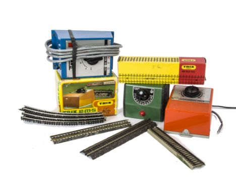 A Quantity of HO Gauge and Other Track with Controllers, a very mixed lot of track by Fleischmann, Lima, Atlas and others, th
