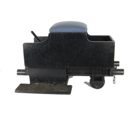 A 5" Gauge 4-wheeled Ground-Level Driving Trolley and Spare Bogies, with roller bearings, brake to one axle, fixed footboards