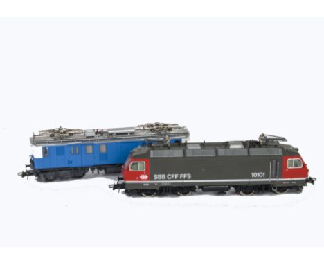 Roco HO Gauge Swiss Electric Locomotives, comprising Fe4/4 locomotive no 18518 in light blue with white cab windows, together