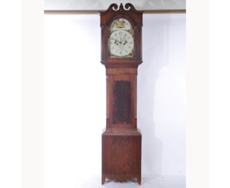 J. King, Loughborough, mahogany longcase clock, painted dial, eight-day movement, height 221cm.