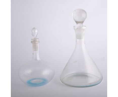 Glass wine decanter, with stopper, 22cm; and a ship's decanter. (2)