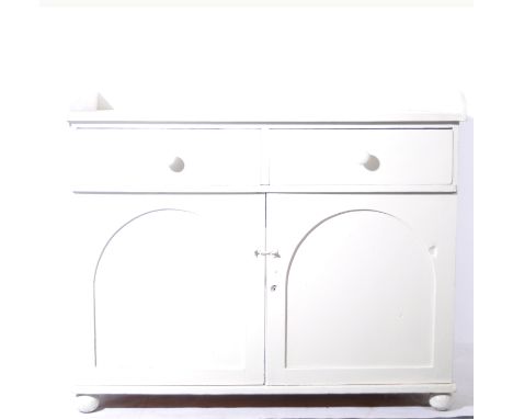 Painted pine washstand, three-quarter galley back above a set of drawers and cupboard W109cm x D56cm x H91cm, together with p