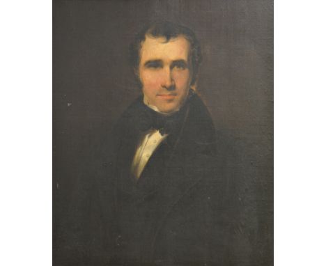English School, signed, portrait of a gentleman, oil on canvas laid on panel, 74.5 x 62cm.