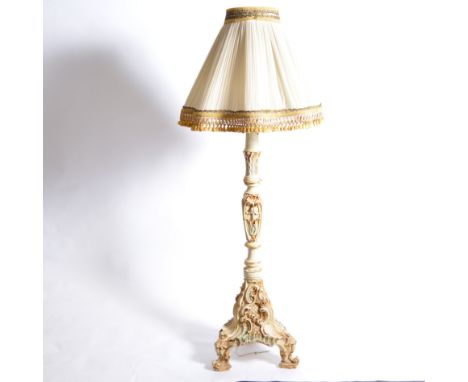 Italian 1960s standard lamp, painted and gilt decoration, height 172cm.