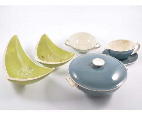 Quantity of Poole Pottery twin-tone dinner ware (two boxes), together with assorted household pottery and china.