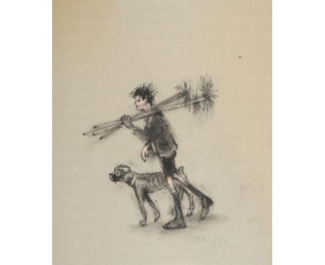 Harold Riley (b.1934) Young chimney sweep Signed and dated (19)72, charcoal and coloured chalk, 29.5cm by 25cm See Illustrati
