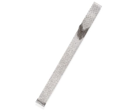 A Lady's 18ct White Gold Diamond Set Wristwatch, signed Bueche Girod, 1965, lever movement signed, silvered dial with baton m