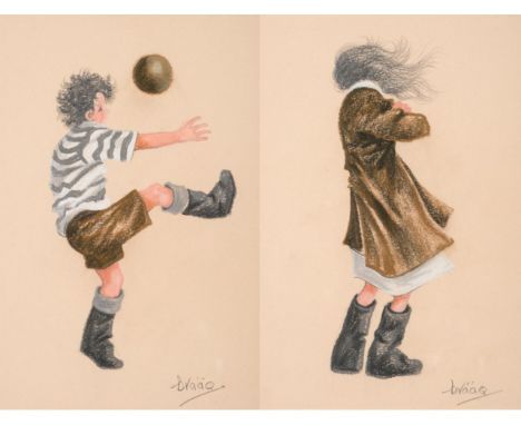 Brian Shields ''Braaq'' FBA (1951-1997) Keepy-uppy - Braaq as a young boy with a football A young girl (possibly the artist's