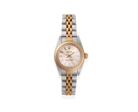 A Steel and Gold Automatic Centre Seconds Wristwatch, signed Rolex, Superlative Chronometer Officially Certified, model: Oyst