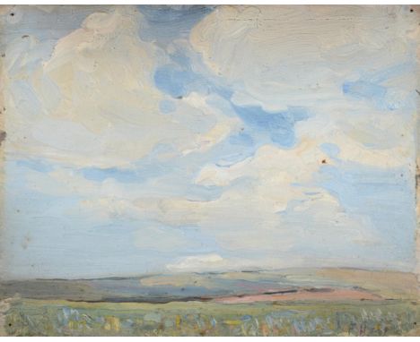 Florence Adelina Hess WIAC (1891-1974) Extensive summer landscape Signed in pencil, oil on panel, 16cm by 20cm See Illustrati