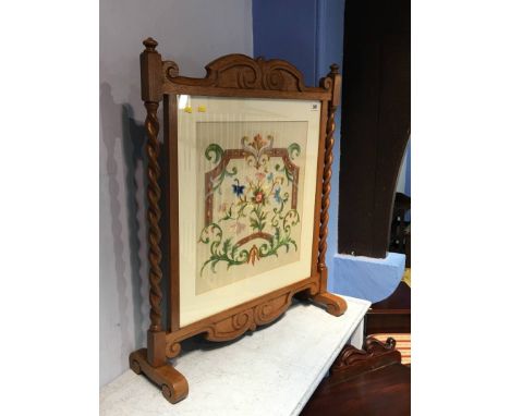 Oak barley twist firescreen