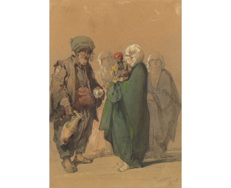 Vittorio Amadeo Preziosi (Maltese, 1816-1882)Four figure studies including: The wine seller;A Turk with dancing bear;A man ho