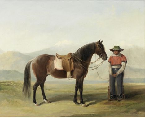 Daniel Thomas Egerton (British, 1797-1842)Portrait of a ranchero and his horse, Mexico signed, inscribed and dated 'D.T. Eger