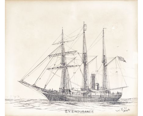 SHACKLETON (ERNEST HENRY) - FRANK WORSLEYHOW (WALTER ERNEST) 'S.Y. Endurance'; 'Quest R.Y.S.',  pen and ink, on paper (toned)