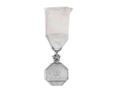 ARCTIC MEDAL 1815-1855Silver medal awarded by Queen Victoria,  the reverse showing a three-masted barque amidst icebergs with