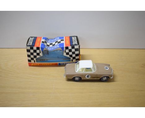 A Tri-ang Scalextric Race Tuned Car, C32 Mercedes in fawn with white roof and racing number 6, in original window display box