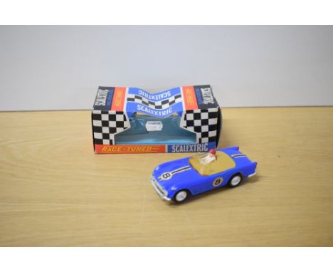 A Tri-ang Scalextric Race Tuned Car, C84 Triumph TR 4A Sports in blue with racing number 8, driver wearing red helmet, in ori