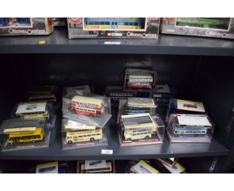 Fourteen Corgi Original Omnibus Limited Edition die-cast Buses, Ribble Evening Post, Southdown Vanguard, Walace Arnold, Arriv