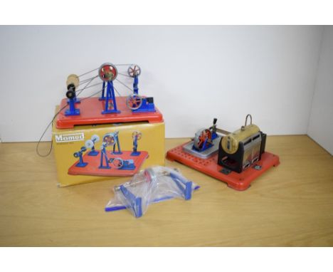 Mamod Accessories, Static Engine, WS1 Workshop in original box and a Line Shaft, all having very little use